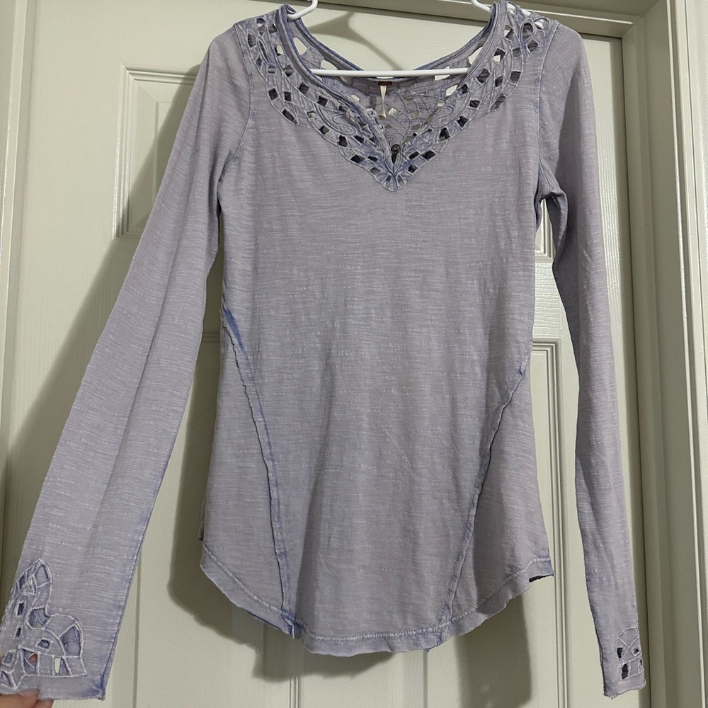 Free People Light Purple Long Sleeve Top
